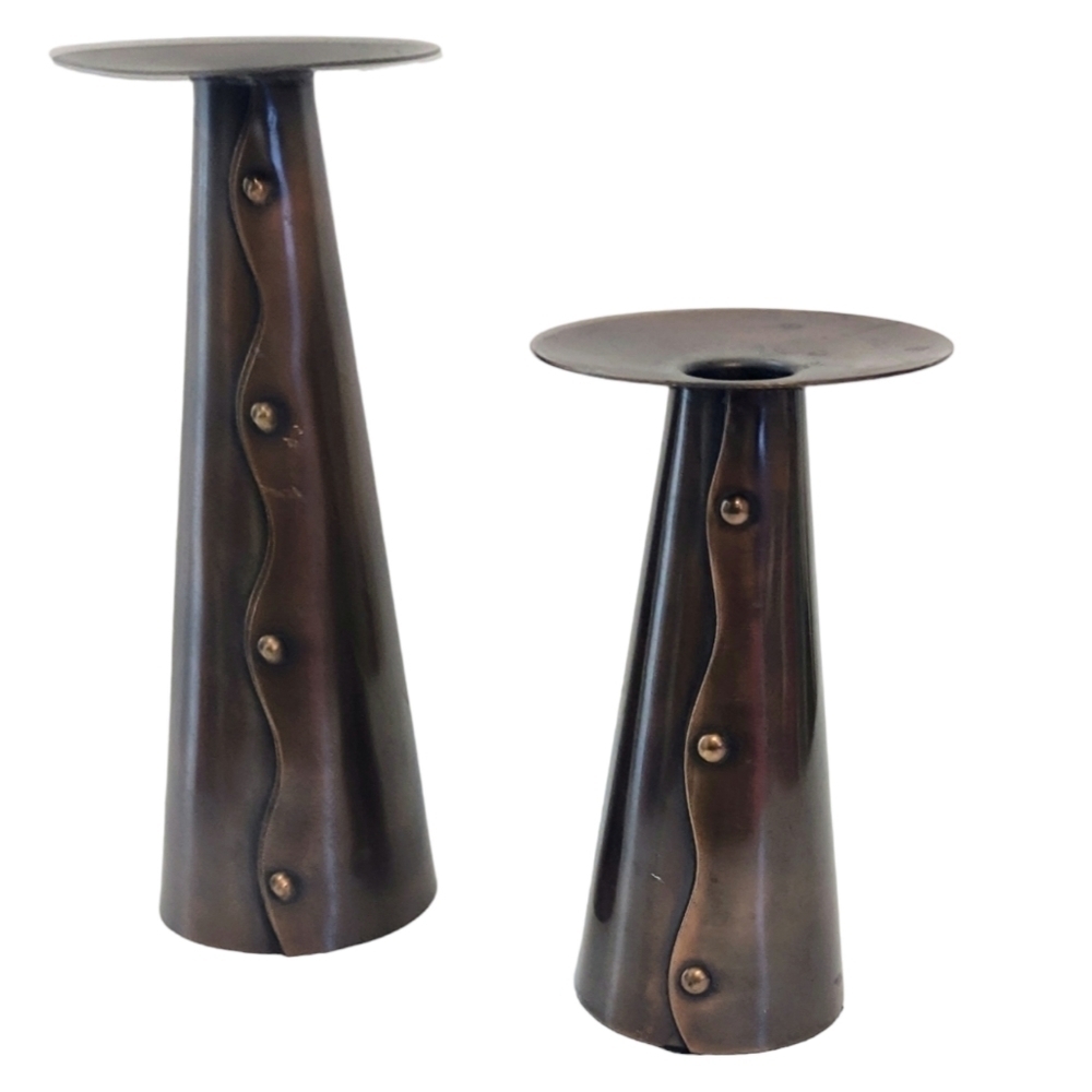 Vintage Wrapped Metal Industrial Candle Holders‎ PartyLite Pillar Bronze Boho